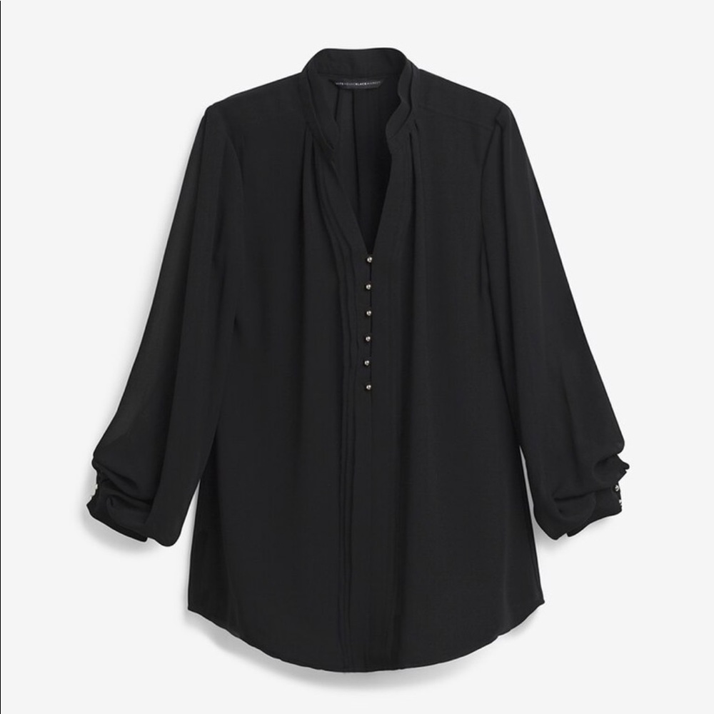 WHBM Sheer Sleeve Woven Blouse